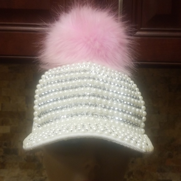 Accessories - Hat with embellishments and fur pom pom